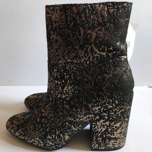 Gold Block Heel Booties | Boots